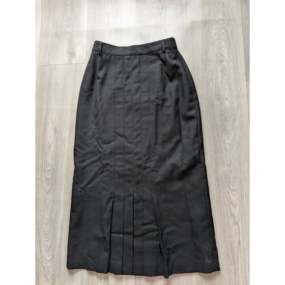 Louis Feraud Black Pleated Wool Midi Skirt F36 Made In Germany - Picture 5 of 7